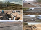 اجرای عملیات احداث سیل بند و دیوار ساحلی در روستای حمامک بخش مرکزی شهرستان پاکدشت